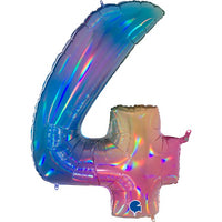 Palloncino Gigante Numero 4 (quattro) - Rainbow Mylar 100 cm