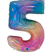 Palloncino Gigante Numero 5 (cinque) - Rainbow Mylar 100 cm