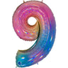 Palloncino Gigante Numero 9 (nove) - Rainbow Mylar 100 cm