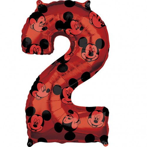Palloncino Numero 2 Mickey Mouse Rosso con Stampe