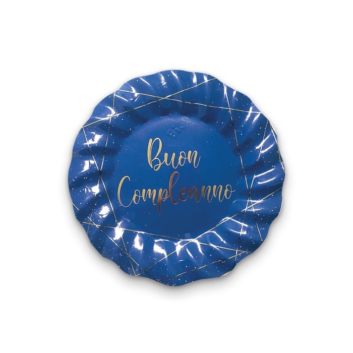 Piatti Buon Compleanno Blue Gold 20 cm (8 pz)