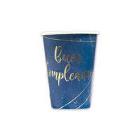 Bicchieri Buon Compleanno Blue Gold da 200 cc (8 pz)