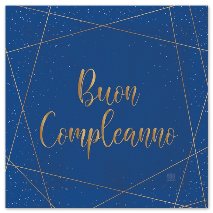 Tovaglioli di Carta Buon Compleanno Blue Gold 33x33