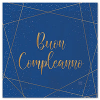 Tovaglioli di Carta Buon Compleanno Blue Gold 33x33 33 x 33 cm