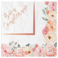 Tovaglioli di Carta Buon Compleanno Rose Gold 33x33 33 x 33 cm