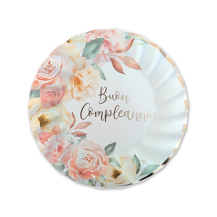 Piatti Buon Compleanno Rose Gold 20 cm (8 pz)