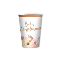 Bicchieri Buon Compleanno Rose Gold da 200 cc (8 pz)