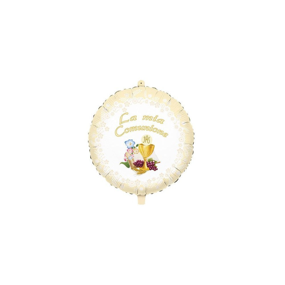Palloncino Tondo Prima Comunione Bianco/Panna