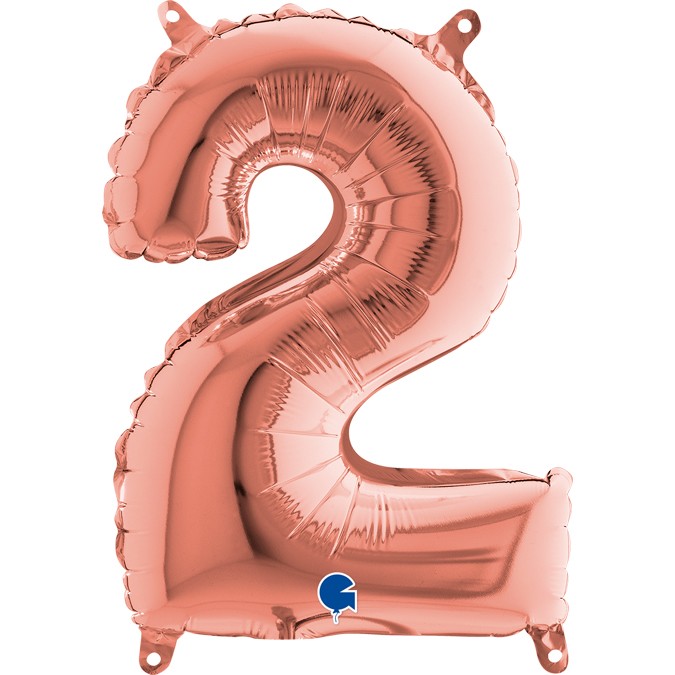 Palloncino Numero 2 Rosa Gold (35 cm)
