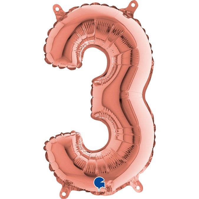 Palloncino Numero 3 Rosa Gold (35 cm)