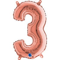 Palloncino Numero 3 Rosa Gold (35 cm) Mylar