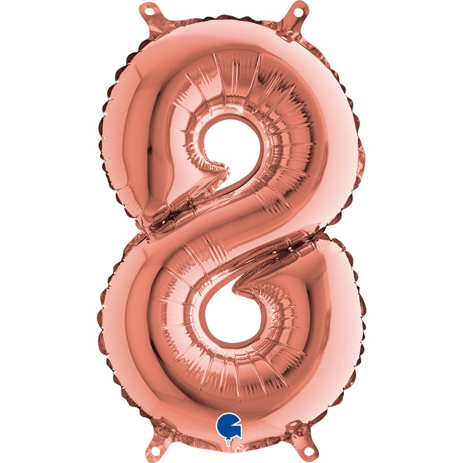 Palloncino Numero 8 Rosa Gold (35 cm)