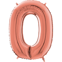 Palloncino Medio Numero 0 Rosa Gold (65 cm) Mylar