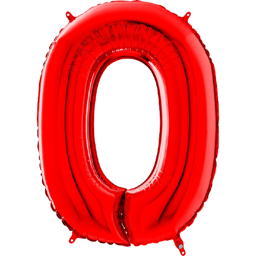 Palloncino Medio Numero 0 Rosso (65 cm)