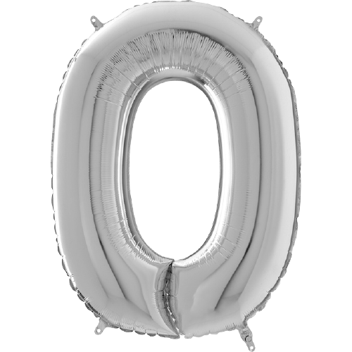 Palloncino Medio Numero 0 Argento (65 cm)