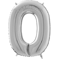 Palloncino Medio Numero 0 Argento (65 cm) Mylar