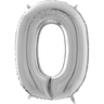 Palloncino Medio Numero 0 Argento (65 cm) Mylar