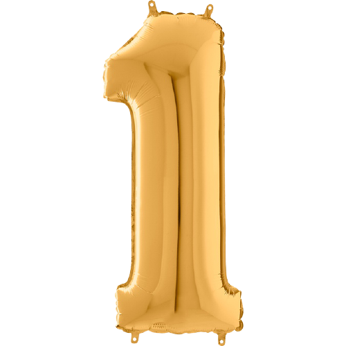 Palloncino Medio Numero 1 Oro (65 cm)