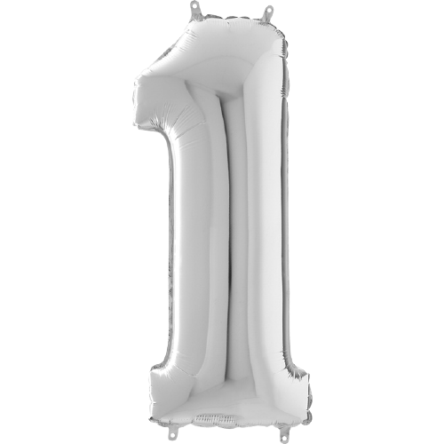 Palloncino Medio Numero 1 Argento (65 cm)