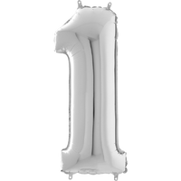 Palloncino Medio Numero 1 Argento (65 cm) Mylar