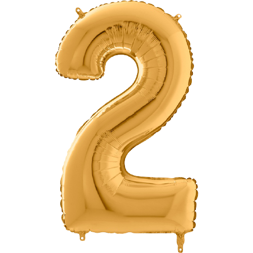 Palloncino Medio Numero 2 Oro (65 cm)