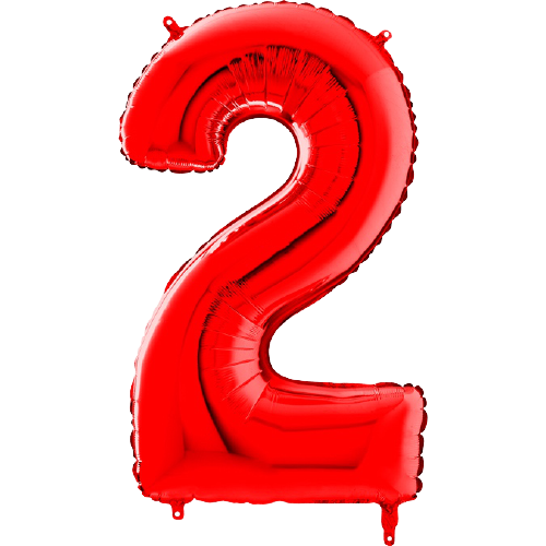 Palloncino Medio Numero 2 Rosso (65 cm)