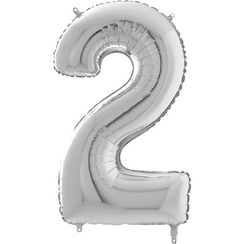 Palloncino Medio Numero 2 Argento (65 cm)