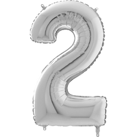 Palloncino Medio Numero 2 Argento (65 cm) Mylar
