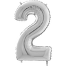 Palloncino Medio Numero 2 Argento (65 cm) Mylar