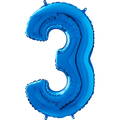 Palloncino Medio Numero 3 Blu (65 cm)