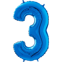 Palloncino Medio Numero 3 Blu (65 cm) Mylar