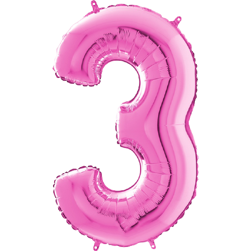 Palloncino Medio Numero 3 Fucsia (65 cm)