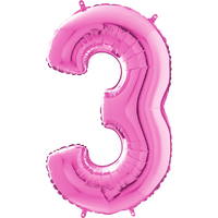 Palloncino Medio Numero 3 Fucsia (65 cm) Mylar