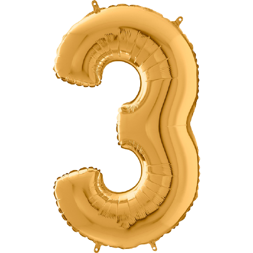 Palloncino Medio Numero 3 Oro (65 cm)