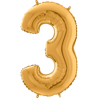 Palloncino Medio Numero 3 Oro (65 cm) Mylar