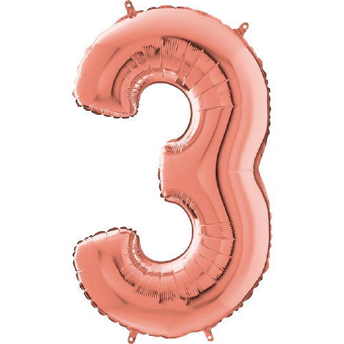 Palloncino Medio Numero 3 Rosa Gold (65 cm)