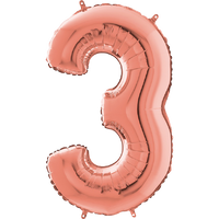 Palloncino Medio Numero 3 Rosa Gold (65 cm) Mylar