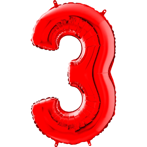 Palloncino Medio Numero 3 Rosso (65 cm)