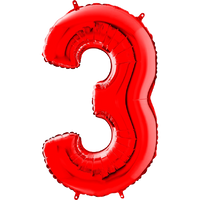Palloncino Medio Numero 3 Rosso (65 cm) Mylar