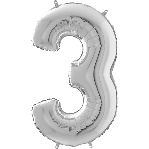 Palloncino Medio Numero 3 Argento (65 cm)