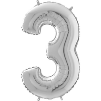Palloncino Medio Numero 3 Argento (65 cm) Mylar