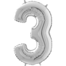 Palloncino Medio Numero 3 Argento (65 cm) Mylar
