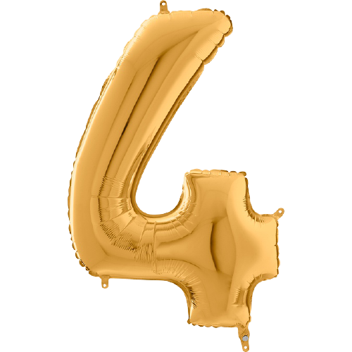 Palloncino Medio Numero 4 Oro (65 cm)