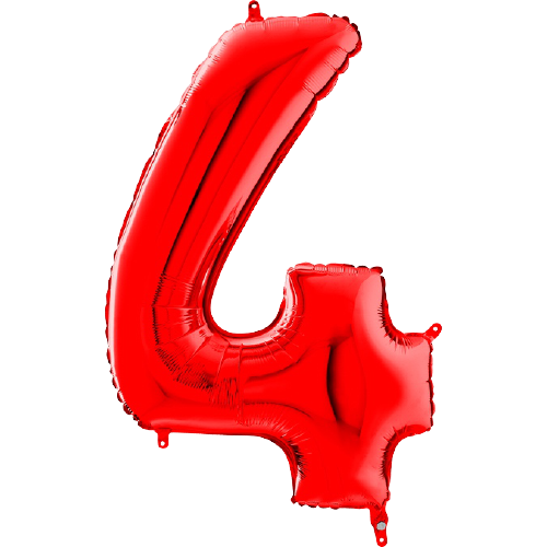 Palloncino Medio Numero 4 Rosso (65 cm)