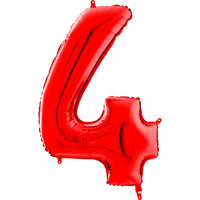 Palloncino Medio Numero 4 Rosso (65 cm) Mylar