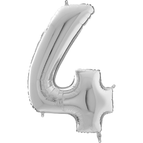 Palloncino Medio Numero 4 Argento (65 cm)