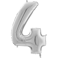 Palloncino Medio Numero 4 Argento (65 cm) Mylar