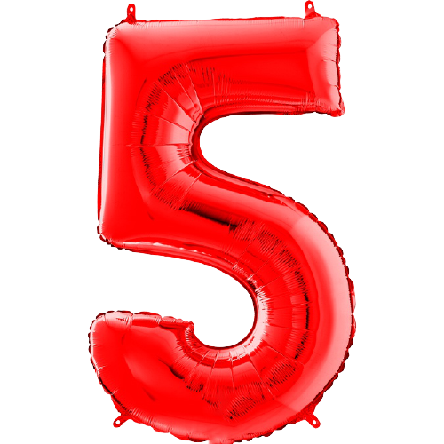 Palloncino Medio Numero 5 Rosso (65 cm)