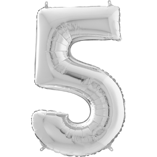 Palloncino Medio Numero 5 Argento (65 cm)