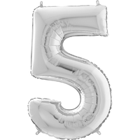 Palloncino Medio Numero 5 Argento (65 cm) Mylar